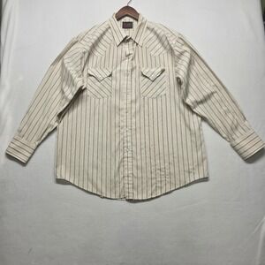 Plains Men's Striped Long Sleeve Pearl Snap Western Shirt Size XL